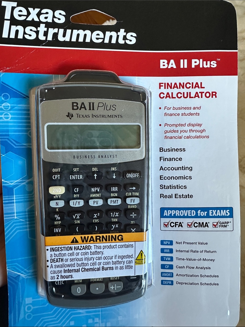 Texas Instruments BA II Plus Financial Calculator - Silver, Black